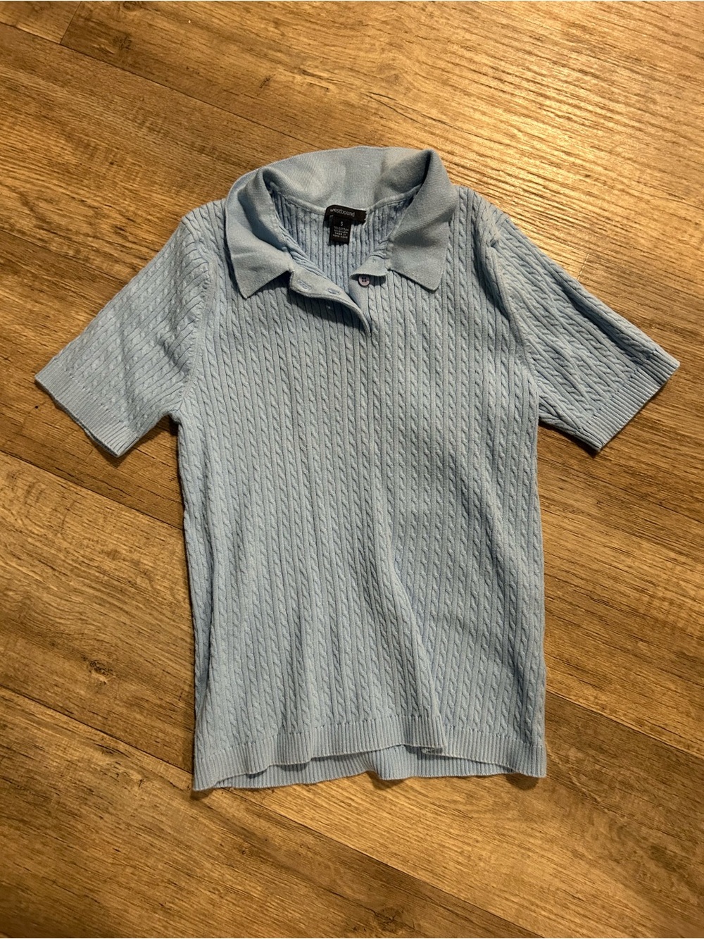Westbound light blue cable knit cotton polo shirt in a S #preppy #cableknit